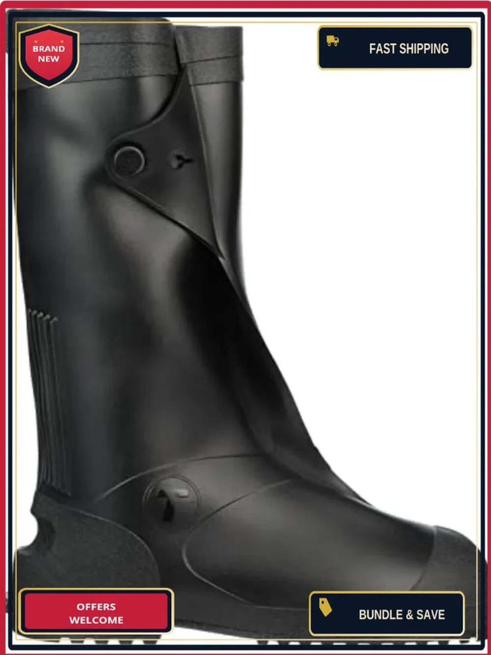 Heavy Duty PVC Work Boot Overshoes Waterproof Pull-On Mid-Calf